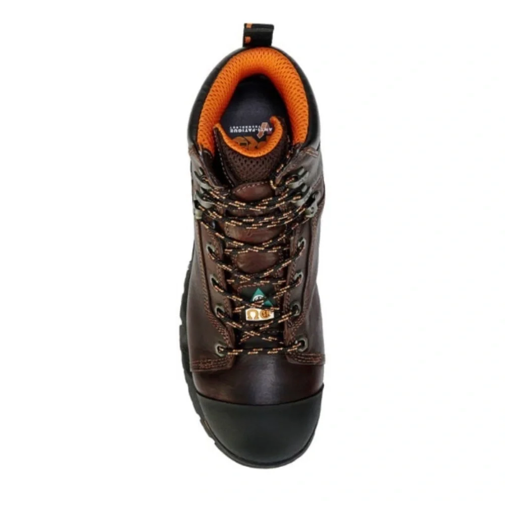 Timberland Pro Mens Brown Leather Endurance Saftey Toe Work Boots Sz 10 W New